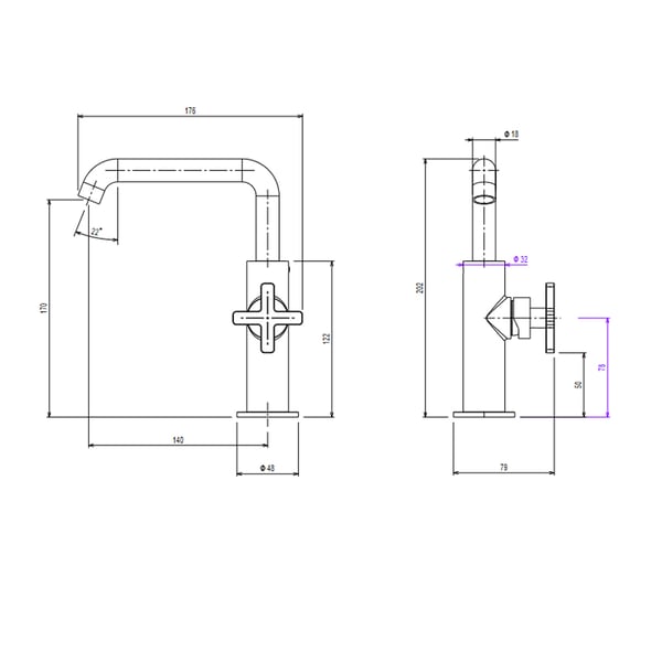 Μπαταρία νιπτήρος επικαθήμενη Elle cross Antique Brass 38020-221